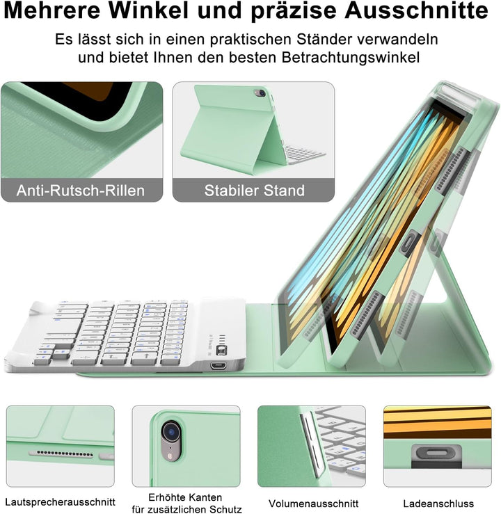 Tastatur für iPad mini 7 (A17 pro) 2024/Mini 6 2021 8.3 Zoll, QWERTZ Deutsches Tastatur Magnetische