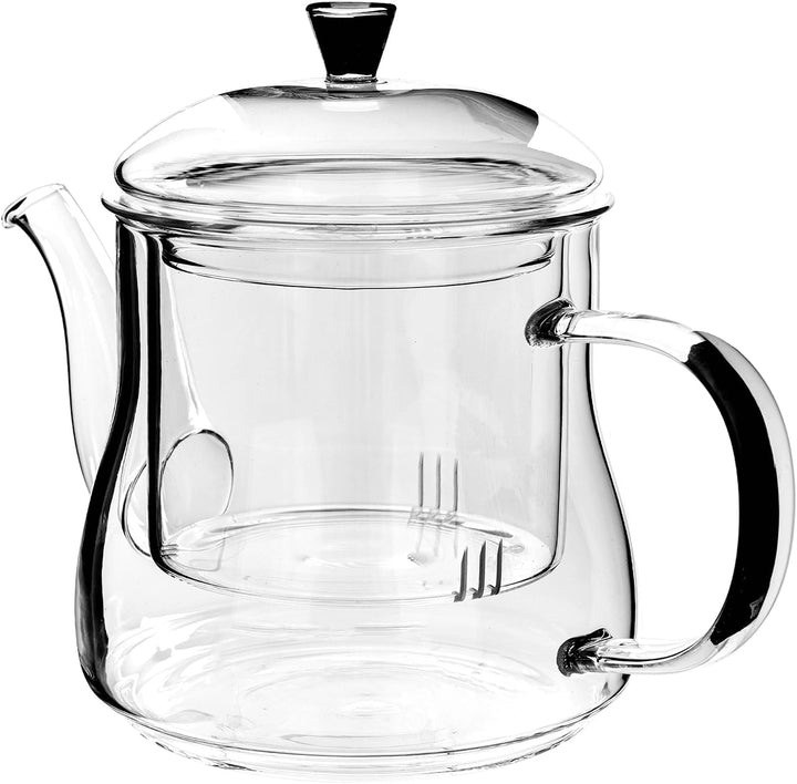 KADAX Teekanne aus Glas 1L, hitzebeständig, Glaskanne mit Siebeinsatz für losen Tee, Glasteekanne mi