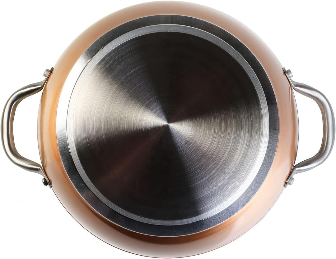 WECOOK! Professional Niedrige Kochtopf 24 cm Induktion, Ökologischer Antihaft-Stein ohne PFOA, Gesch