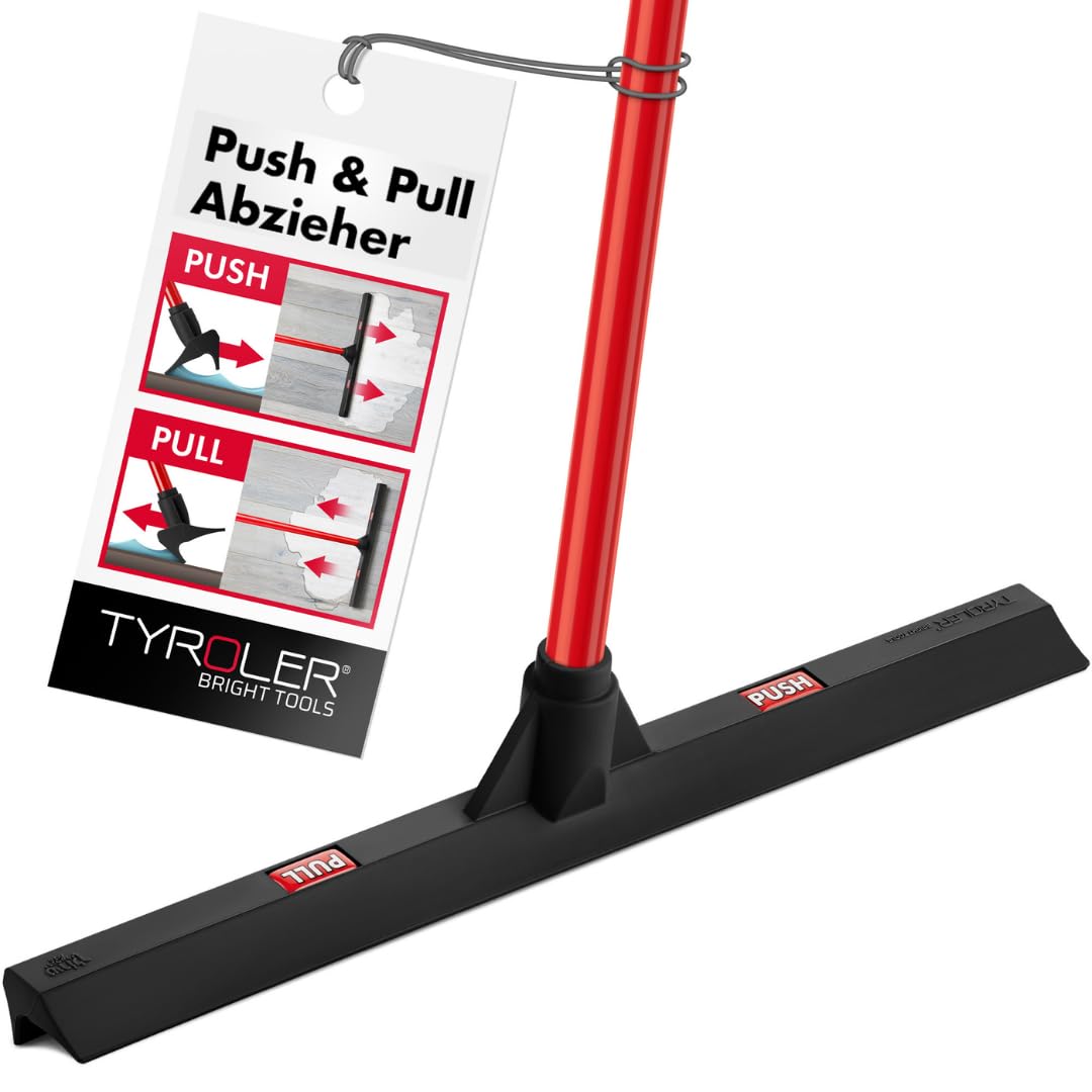 Tyroler Double-Blade Floor Squeegee 43CM - Silicone or Rubber Head, 140CM 4-Part Steel Handle - Vers