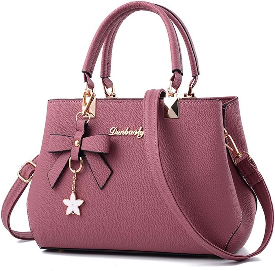 Dreubea Womens Handbag Tote Shoulder Purse Leather Crossbody Bag Gummi Pink, Rosa