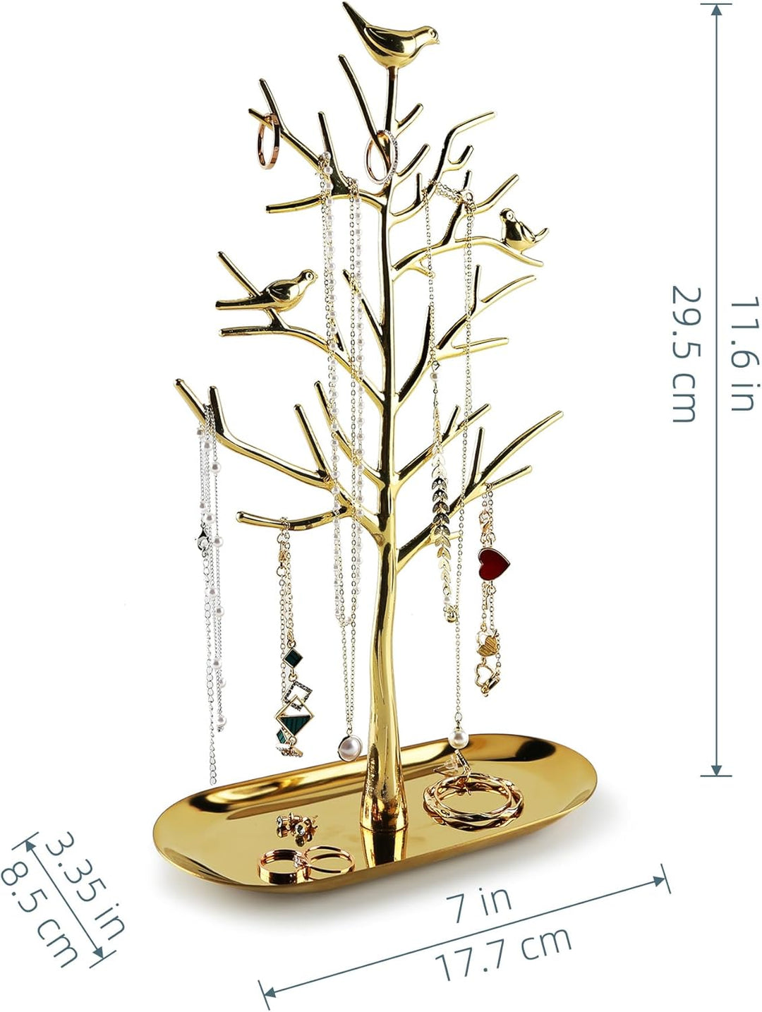 MORE&LESS Zweig Schmuckständer mit Metalltablett Farbe Luxus Baum Turm hängende Aufbewahrungsstücke