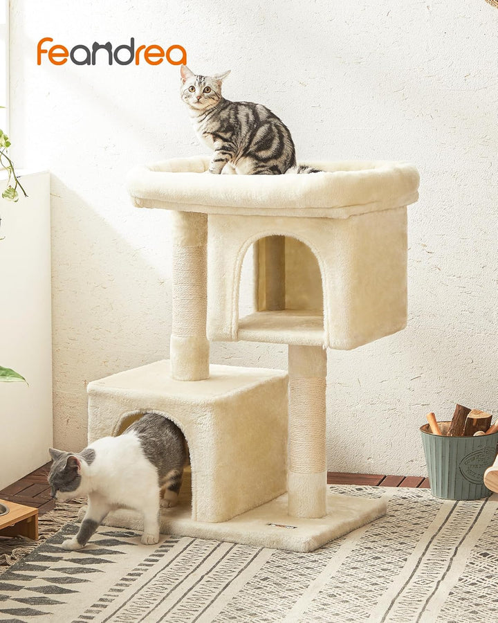 Feandrea Kratzbaum, 84 cm Katzenbaum, L, Katzenhaus für grosse Katzen bis zu 7 kg, grosse Plattform,