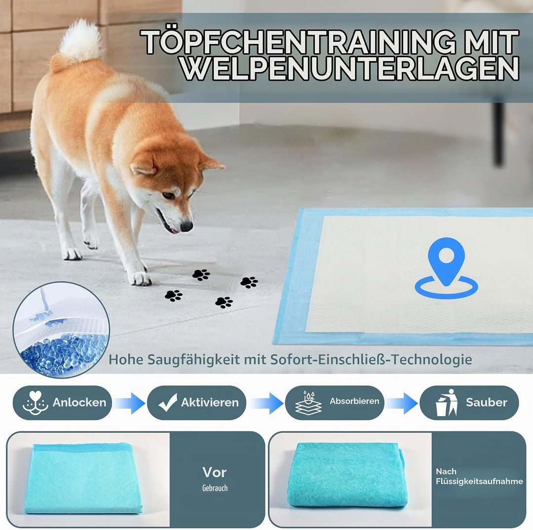 PIPI Matten für Hunde, 100 Stück Trainingspads, Wickelunterlagen Einweg 33X45cm, Einmalunterlagen, A