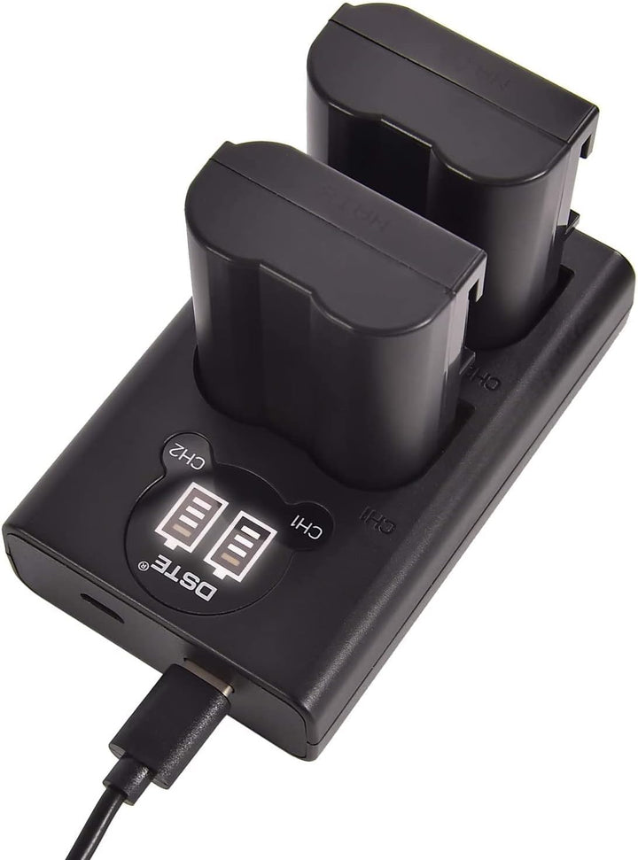 DSTE 2X EN-EL15 Ersatz Batterie + Duales USB-Ladegerät mit LCD-Display Kompatibel mit Nikon 1 V1,D72
