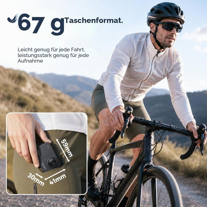 AKASO Action Cam 4K30FPS mit 60cm Stativ Selfie Stick und Tasche Unterwasserkamera WiFi 40M EIS Anti