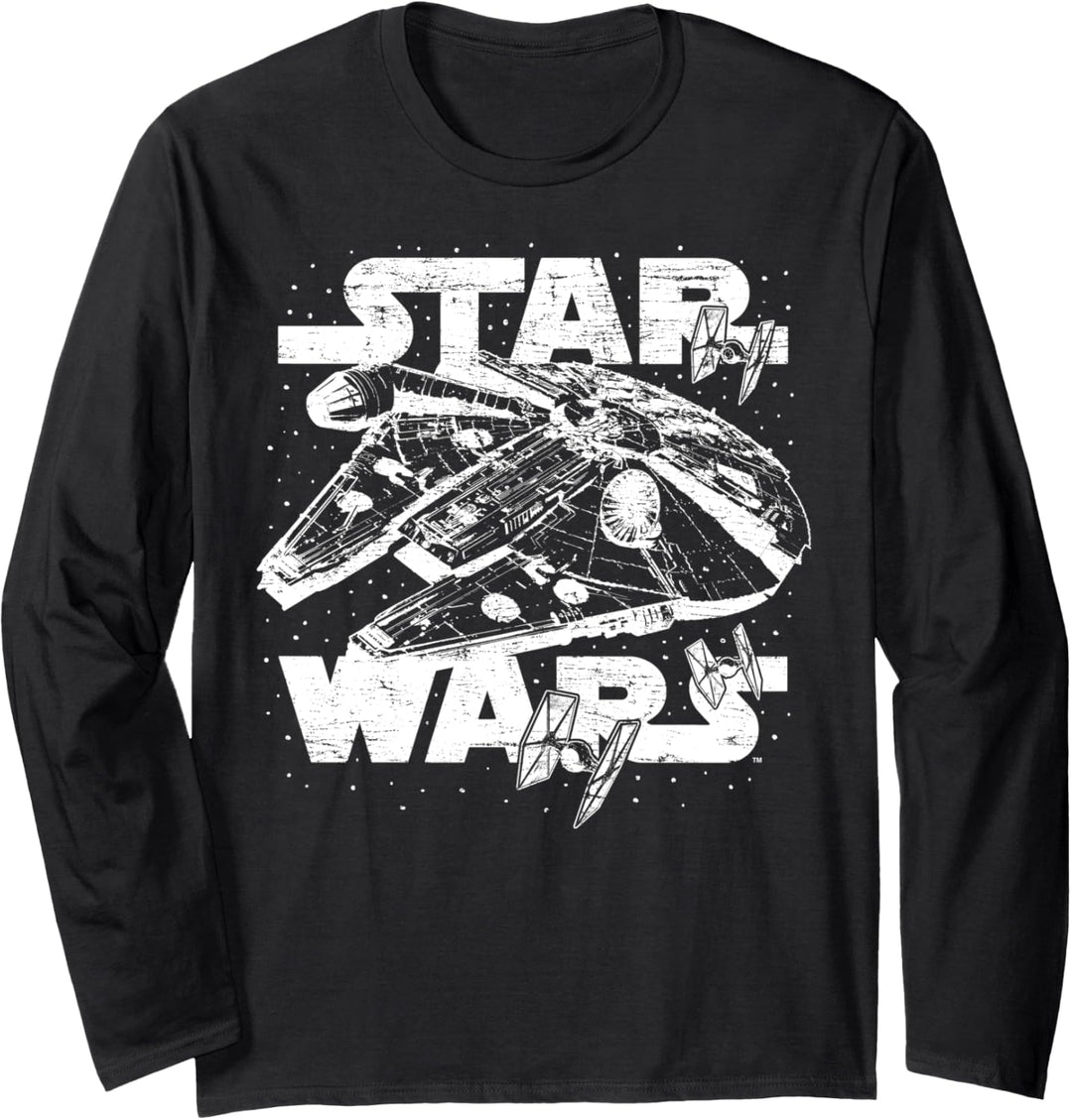 Star Wars Millennium Falcon Tie Fighter Battle Poster Langarmshirt