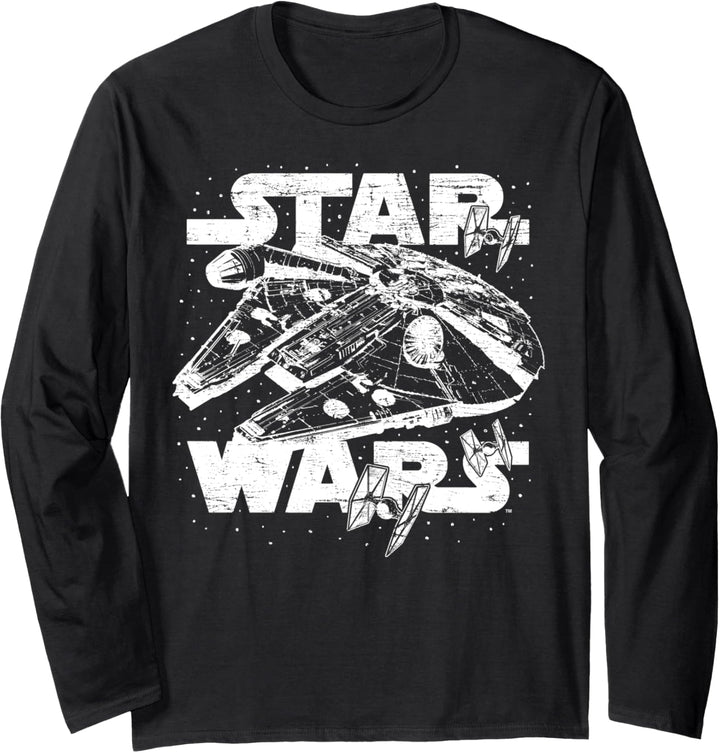 Star Wars Millennium Falcon Tie Fighter Battle Poster Langarmshirt