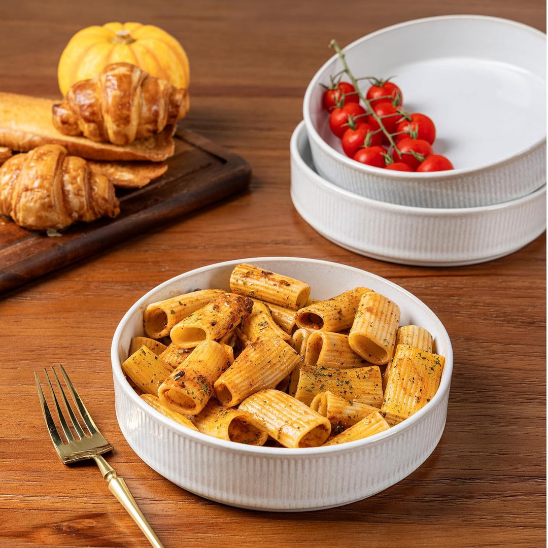 GBhome Steingut Suppenteller 19cm, Tiefe Teller Set Für 6 Pers. Kratzfeste Pasta Teller Tief Gross F
