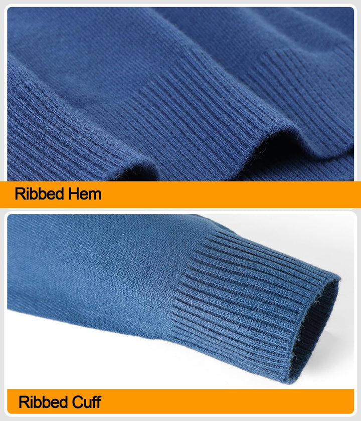 Harbrosrce Herren Strick Pullover V Ausschnitt Strickpullover Feinstrick Mock Hemdkragen Strickwaren