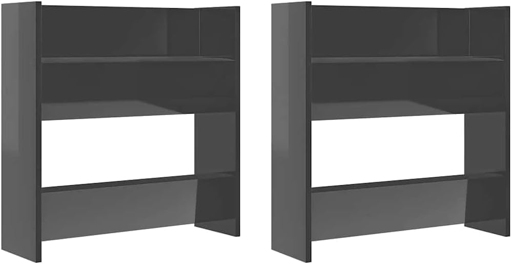 2 Stück 60x18x60 cm Wand Schuhschrank mit 2 Kippböden Schuhregal Schmal Schuhbank Shoe Rack Schuhkip