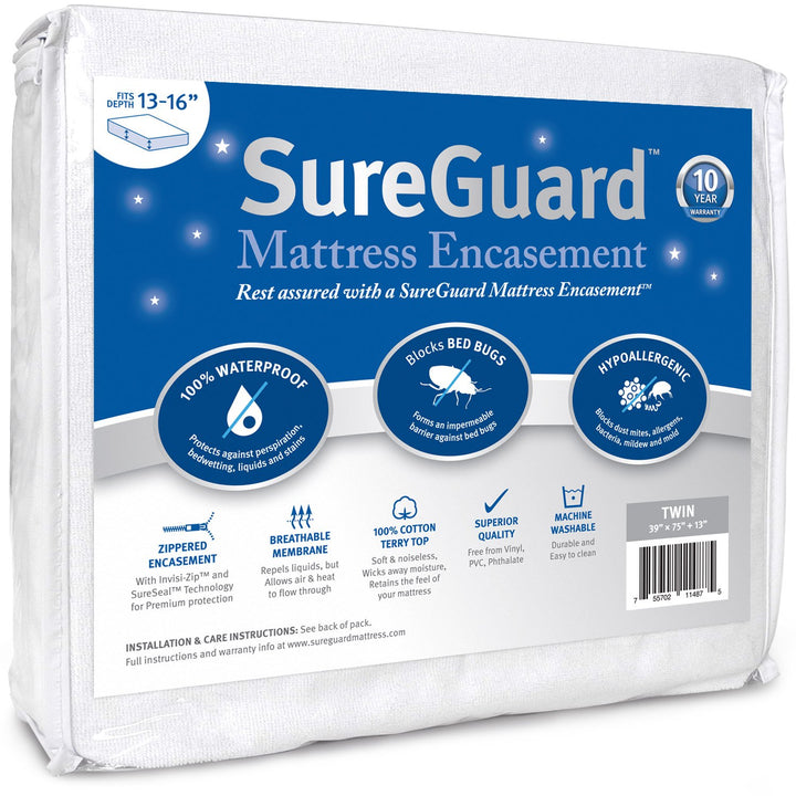 SureGuard-Matratzenüberzug für Doppelbetten (33–40,6 cm tief), 100% wasserdicht, Bettwanzensicher, h