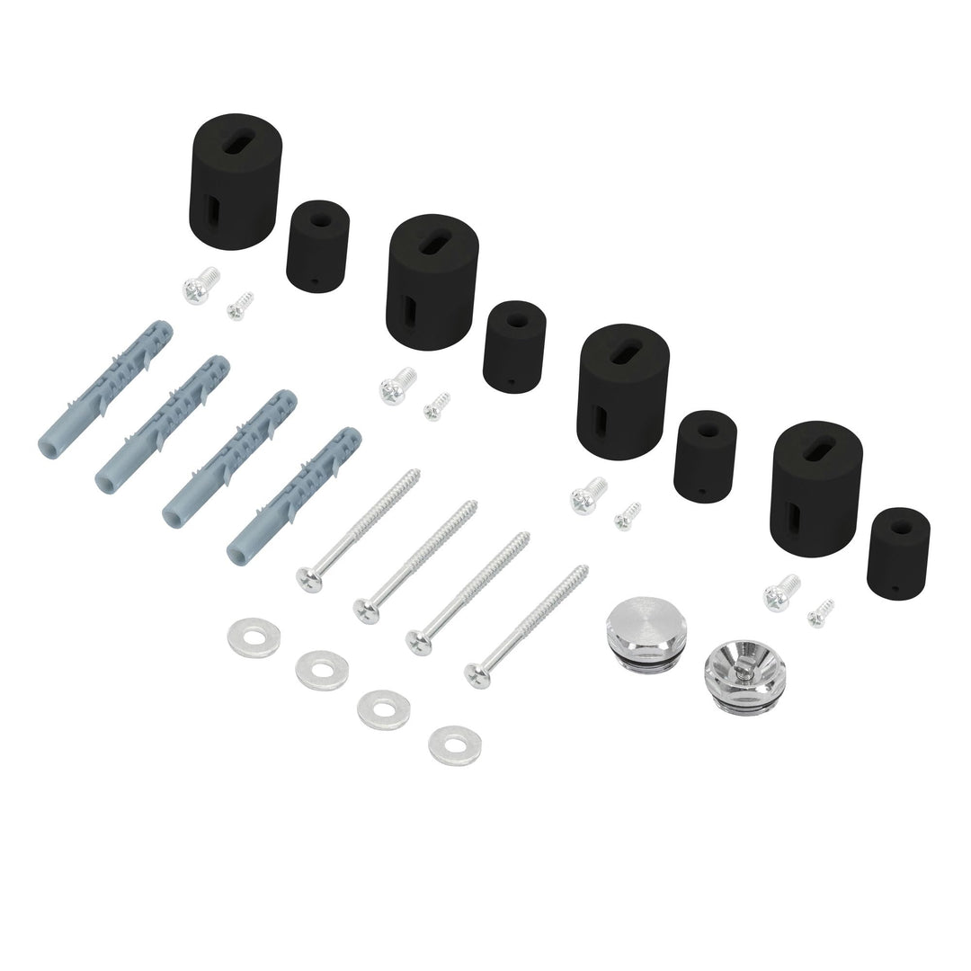 LuxeBath Halterung für Designheizkörper, Schwarz matt, für gerade Modelle, Montagematerial, Befestig