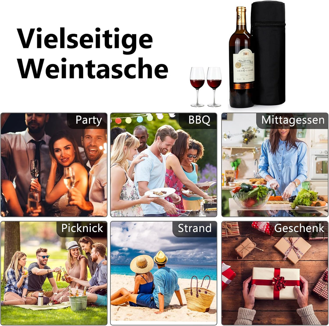 AOSBOS Kühltasche Flaschenkühler faltbar Kühlmanschette für Wein- und Champagnerflaschen Sekt zum Ca