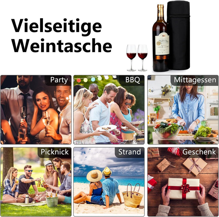 AOSBOS Kühltasche Flaschenkühler faltbar Kühlmanschette für Wein- und Champagnerflaschen Sekt zum Ca