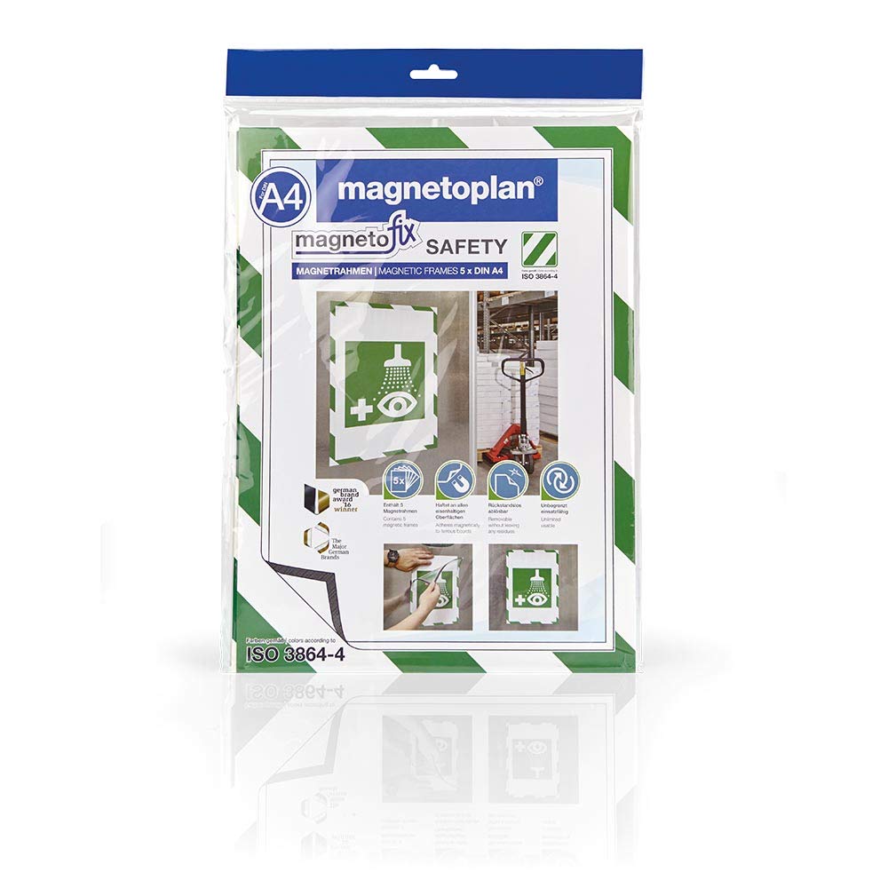 magnetoplan 1131345 Magnetofix Safety Magnetrahmen 5 Stk. A3 grün-weiss