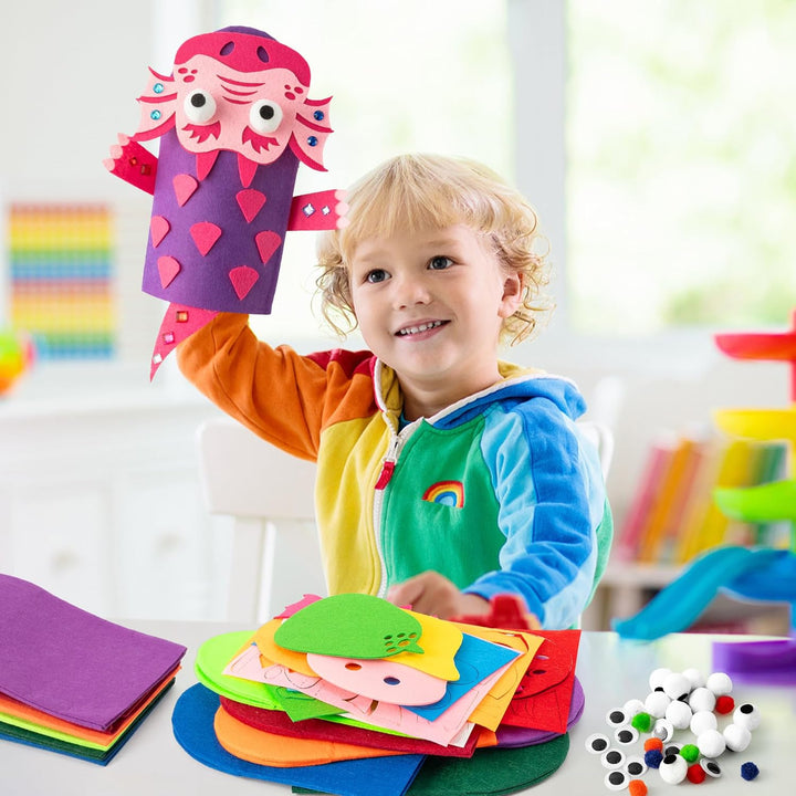 WATINC 12 Stück Hand Puppet Making Kit, Kunsthandwerk gefühlt Socke Puppet Spielzeug, kreative DIY m