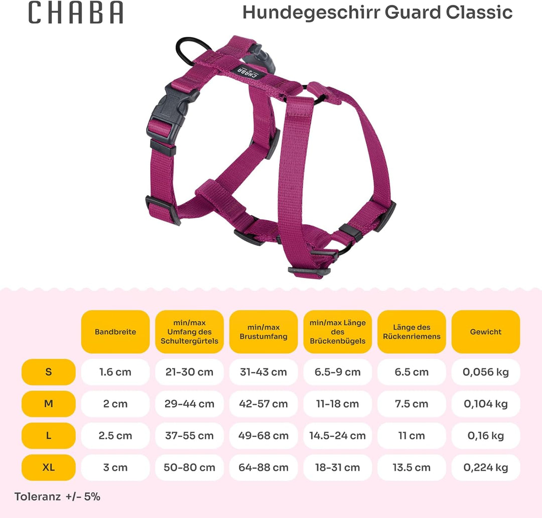 Chaba Guard Hundegeschirr für kleine und mittelgrosse Hunde mit Kontrolle, Anti-Zug &amp; Würgen, Verste