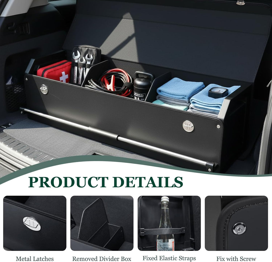 Kofferraum Organizer mit Deckel – Premium NAPPA-Leder, Tragbarer Push-Pull-Griff & Stabile Universal