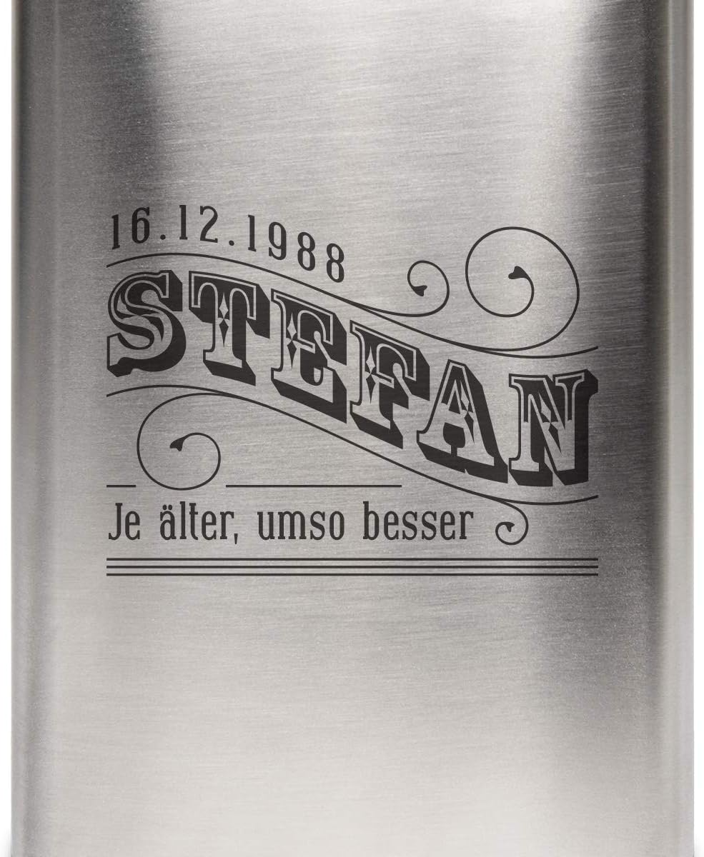 Flachmann Edelstahl 237 ml 8 oz individuelle Gravur Geschenk - Je älter, umso besser, Je Älter, Umso