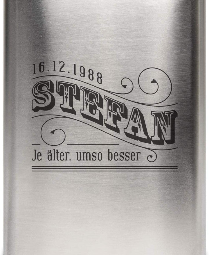 Flachmann Edelstahl 237 ml 8 oz individuelle Gravur Geschenk - Je älter, umso besser, Je Älter, Umso