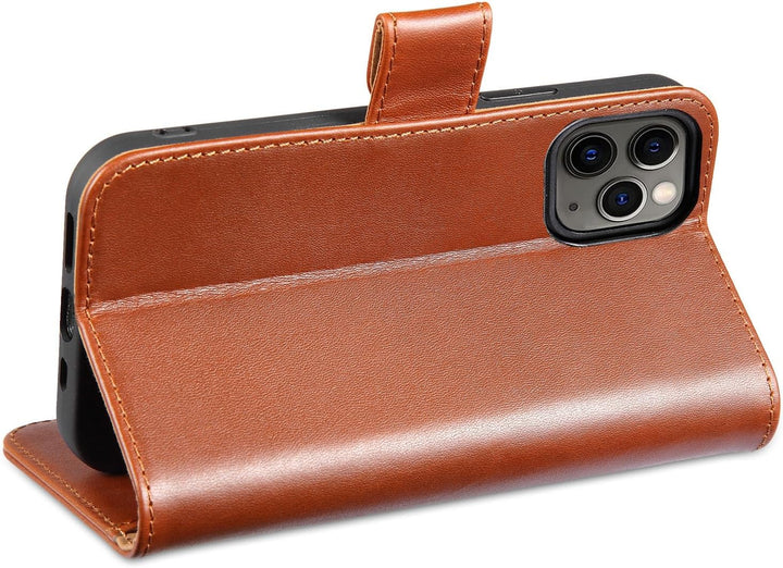 LENSUN Hülle für iPhone 11 Pro Echtleder, Handyhülle [Echtes Leder][Magnetverschluss Brieftasche][RF