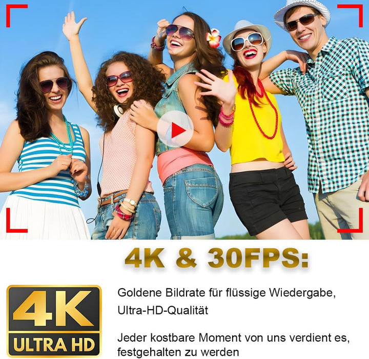 Winnes 4K Action Camera Mini Daumengrösse Sportkamera POV Kamera 4K WiFi Helm Action Camera Magnetmo