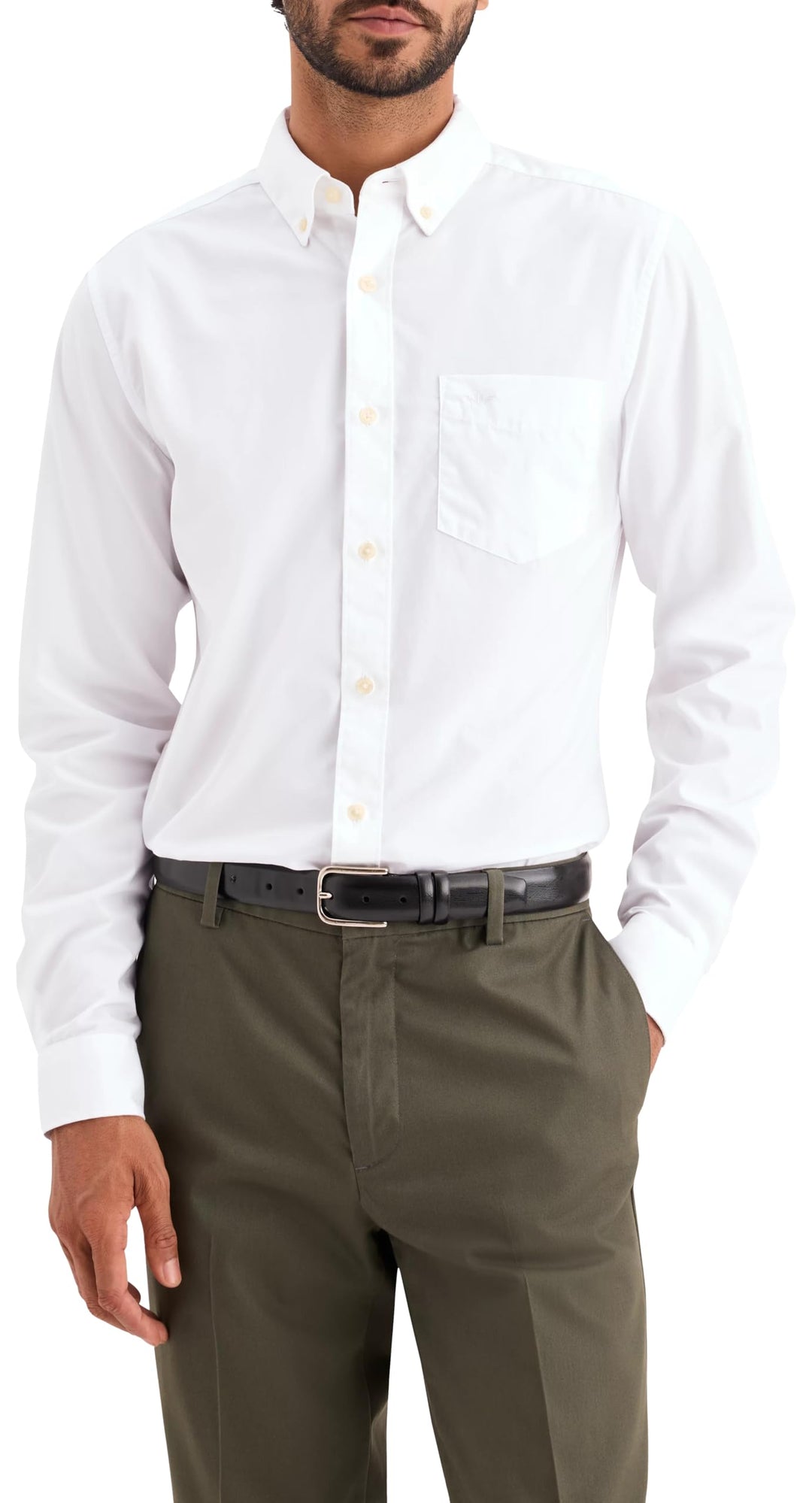 Dockers Herren Signature Stain Def Slim Shirt (1er Pack) L Lucent White, L Lucent White