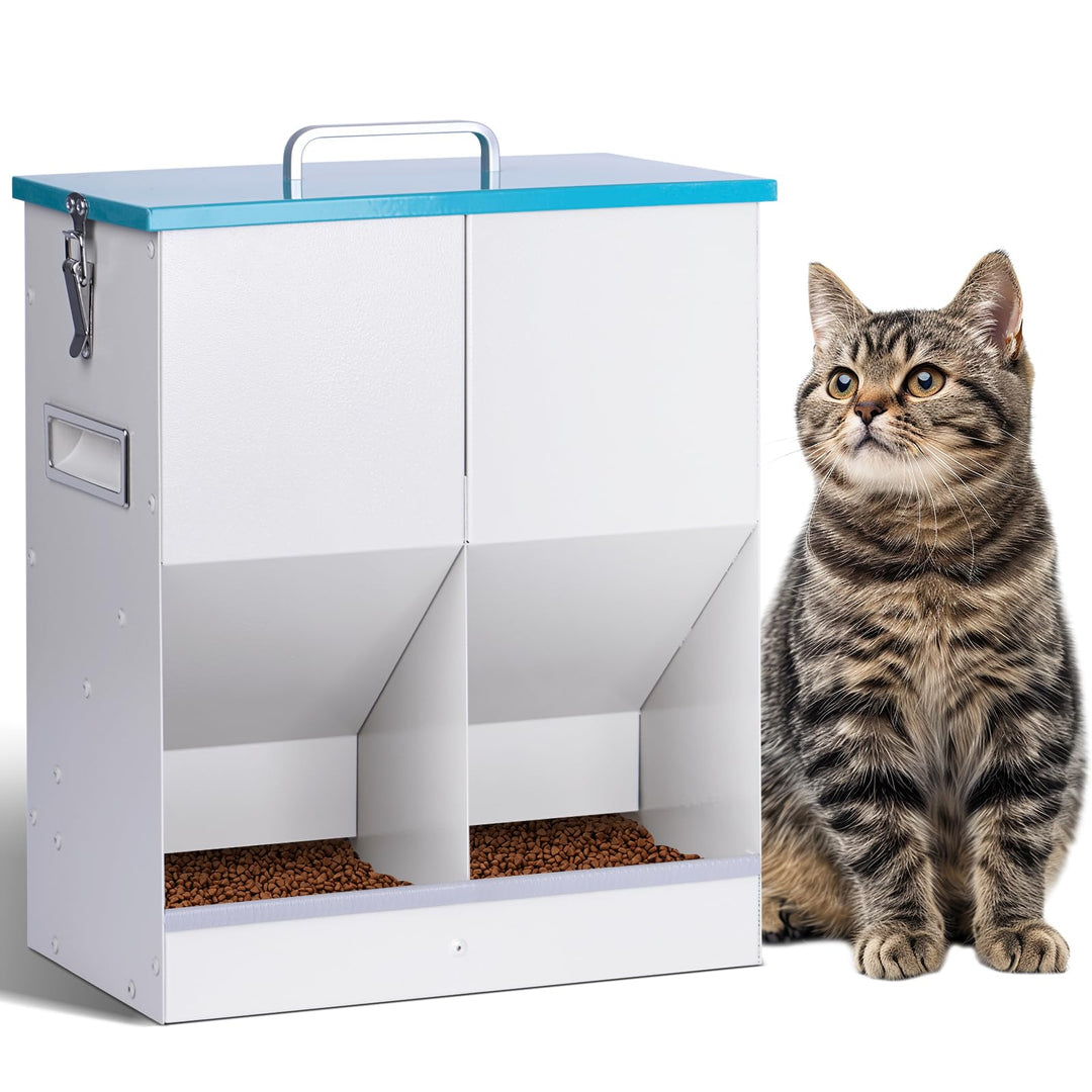 Automatischer Katzenfutterspender für 2 Katzen 10L Trockenfutterspender Haustier mit Doppeltrichter