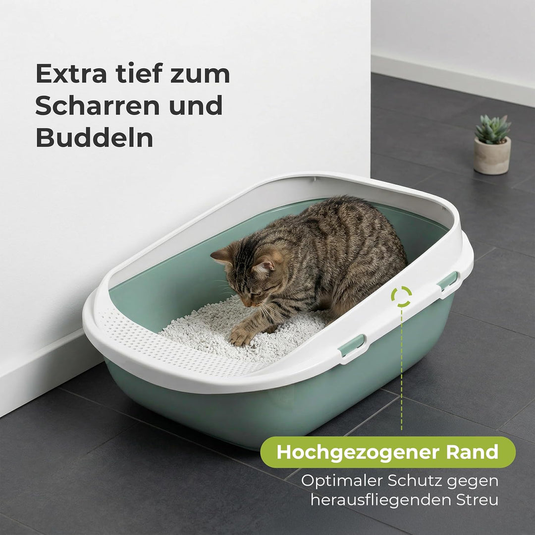 XXL Katzentoilette Schale 65 cm Agave mit Rand und Schaufel, agave