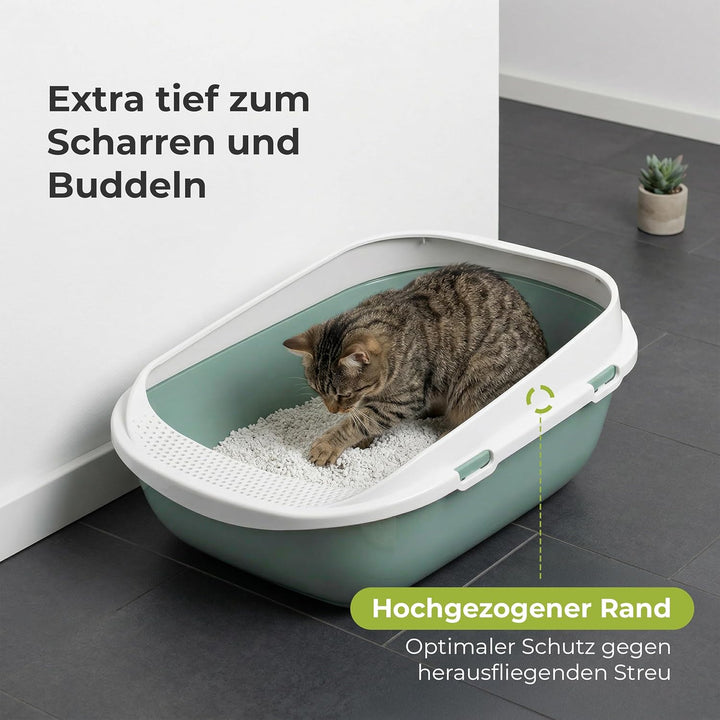XXL Katzentoilette Schale 65 cm Agave mit Rand und Schaufel, agave
