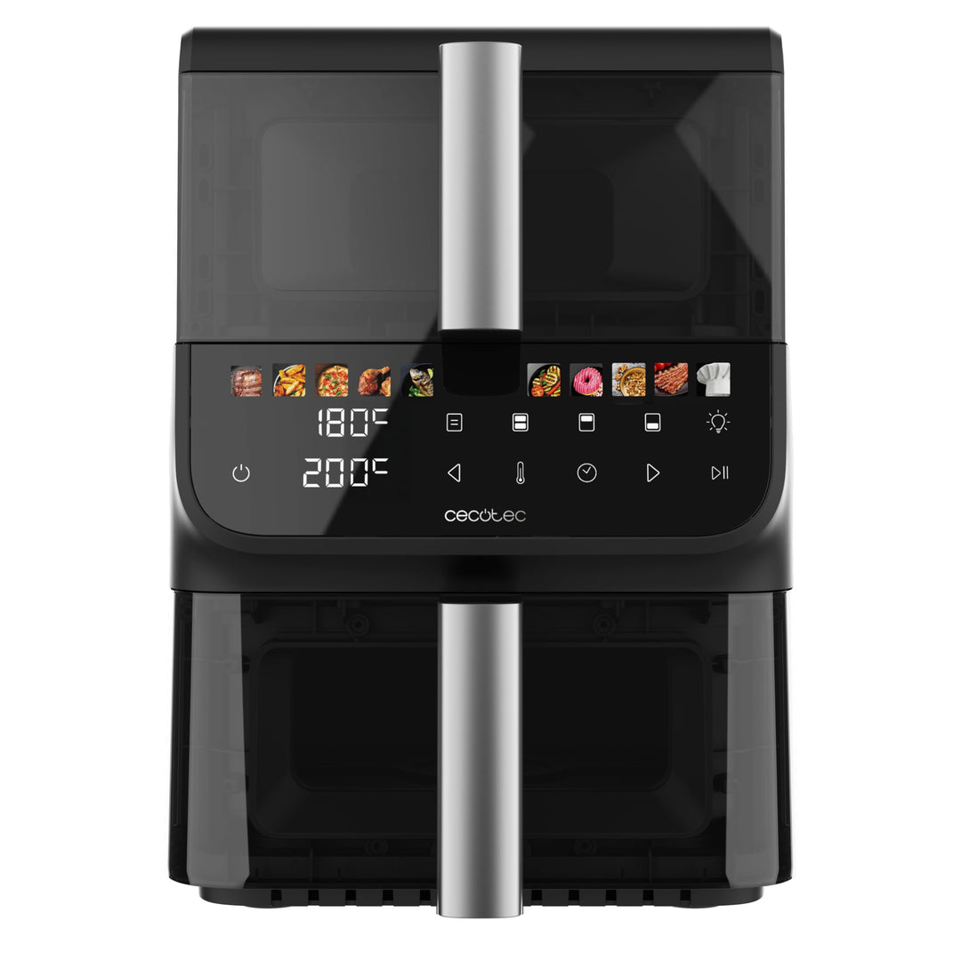 Cecotec Air Fryer 10 l Cecofry DuoLevel 10000 DuoSize Window. 2000 W, vertikales Design, 2 Behälter