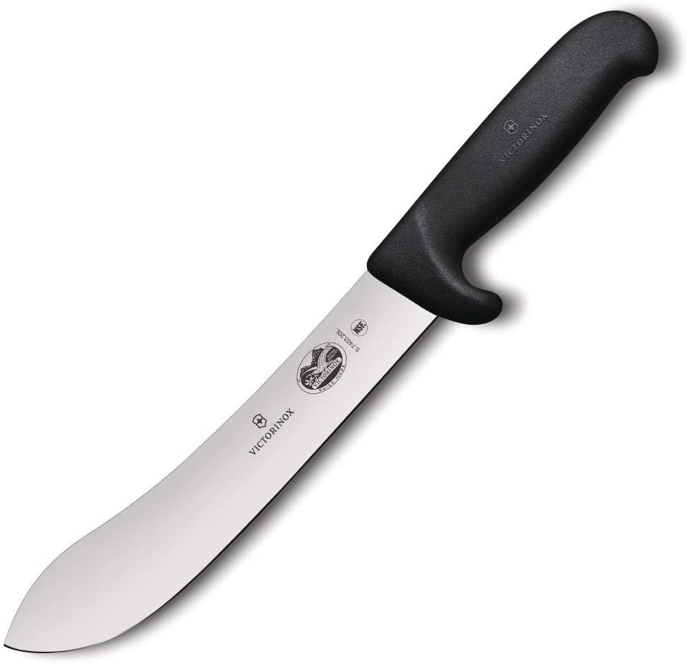 Victorinox Küchenmesser Fibrox Safety Nose Schlacht-und Bankmesser, Swiss Made, Breite Spitze, Rostf