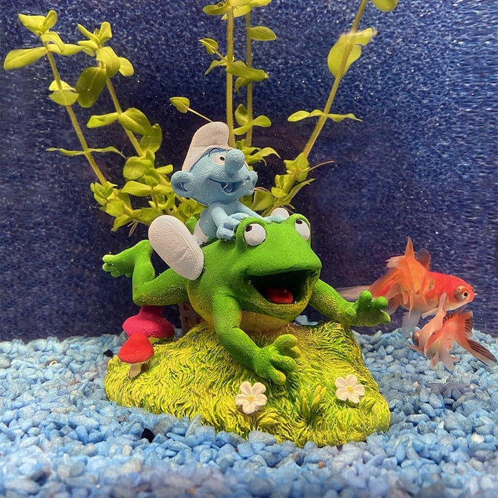Aqua Della, Figur Schlümpfe Wald Frosch, 13 x 8,2 x 11,4 cm, sehr detailliert und hergestellt aus Po