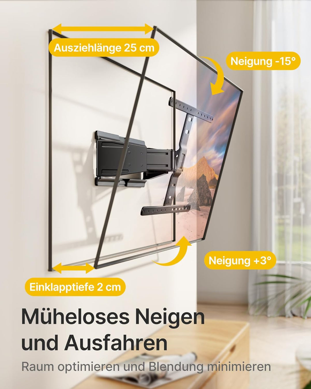 monTEK 0.77" Ultra Slim TV Wandhalterung für 43-90 Zoll Fernseher, Schwenk & Neige & Nivellier & Aus
