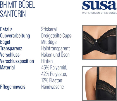 Susa Damen Santorin BH 85B Schwarz, 85B Schwarz