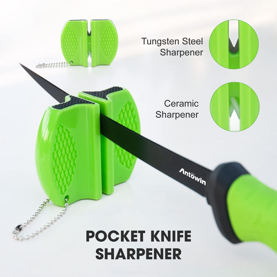 ANTOWIN 15,2 cm Fishing Edelstahl Filetiermesser Set mit Messer-Schärfer, Ergonomischer ABS Griff, B