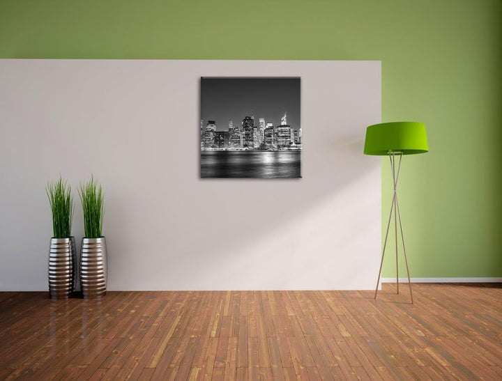 Pixxprint New York City, Format: 70x70 auf Leinwand, XXL riesige Bilder fertig gerahmt mit Keilrahme