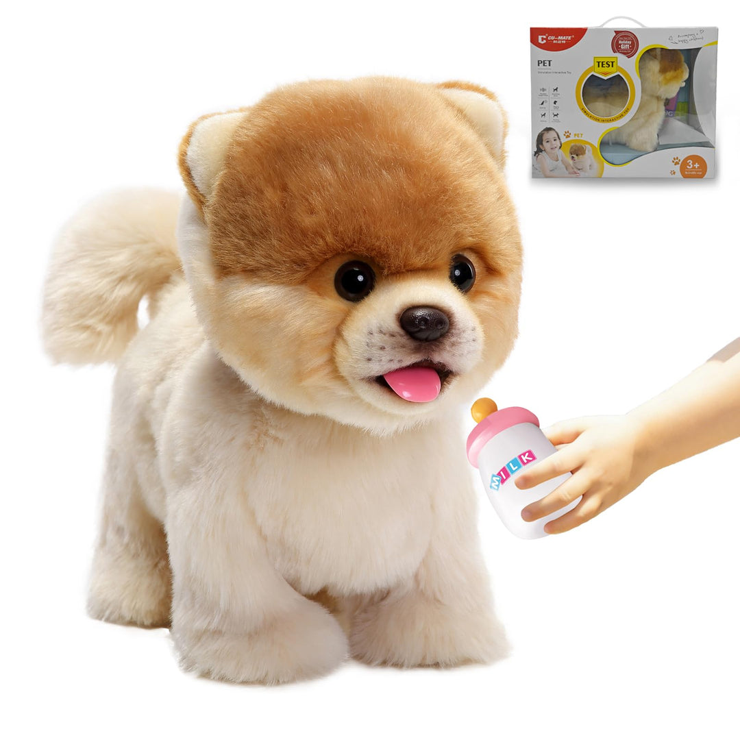 Plüsch-Hundespielzeug, interaktives Zwergspitz, realistisch, elektronisches Spielzeug, Hund, mit Spa