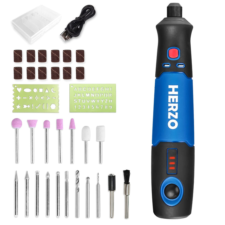 HERZO Mini Multifunktionswerkzeug, 3.7V Li-Ion Akku Mehrzweckschleifmaschine, mit 3 variabler Drehza