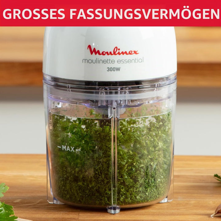 Moulinex Moulinette Essential DJ5201 3-in-1 Zerkleinererer, Mixen und Schneiden, Druckdeckel-System