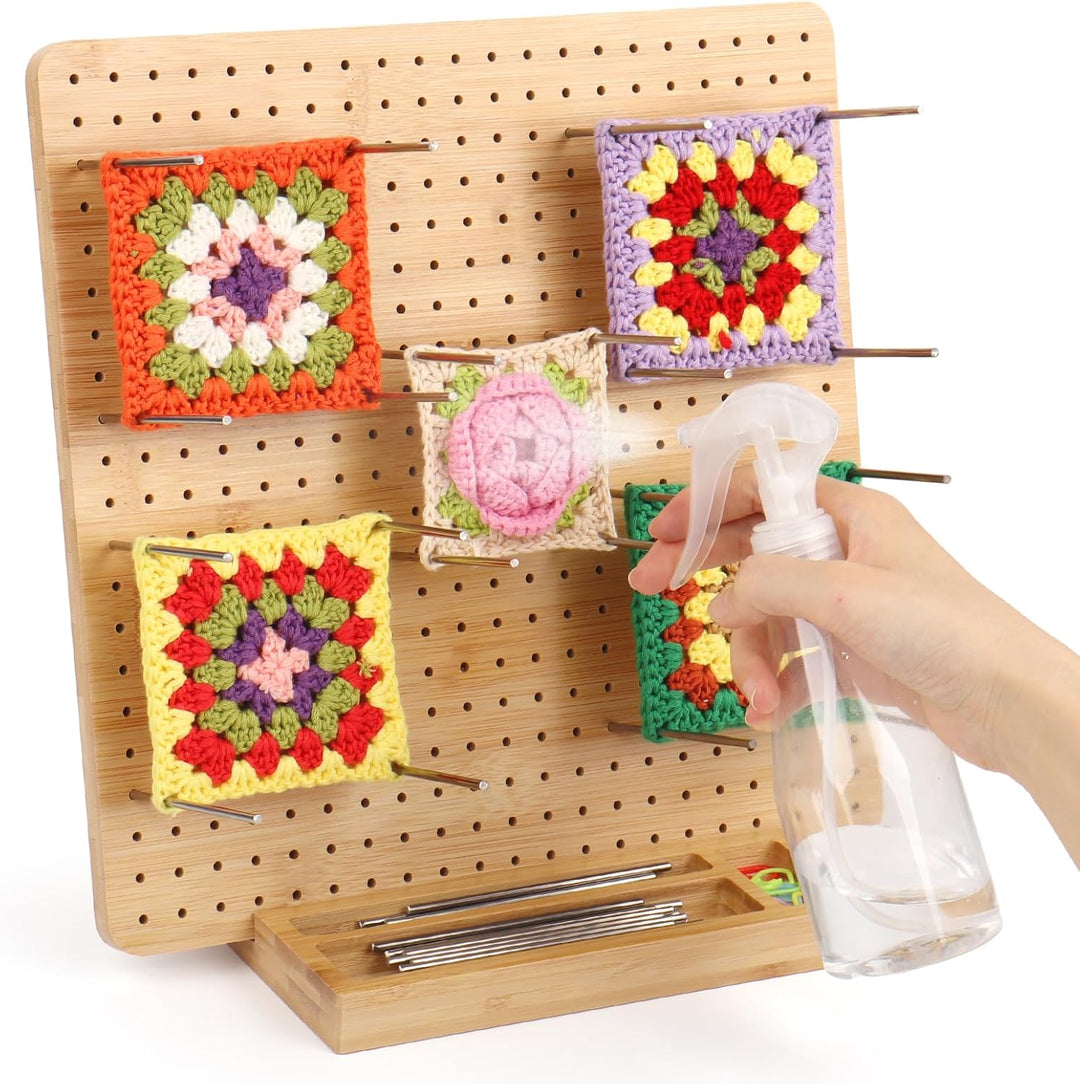 Coopay Granny Square Spanner Gross, 29 x 29 cm Blocking Board Häkeln Gross mit 30 Edelstahl Stabstif