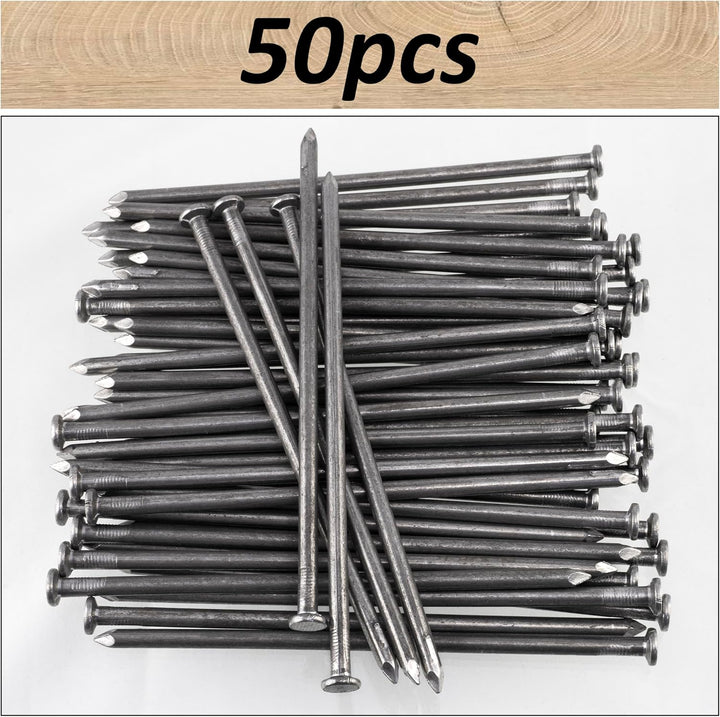 AERZETIX - C70866 - Set mit 50 Flachkopfnägeln Ø6x180 mm - Kopfdurchmesser Ø12 mm - aus stahl - silb