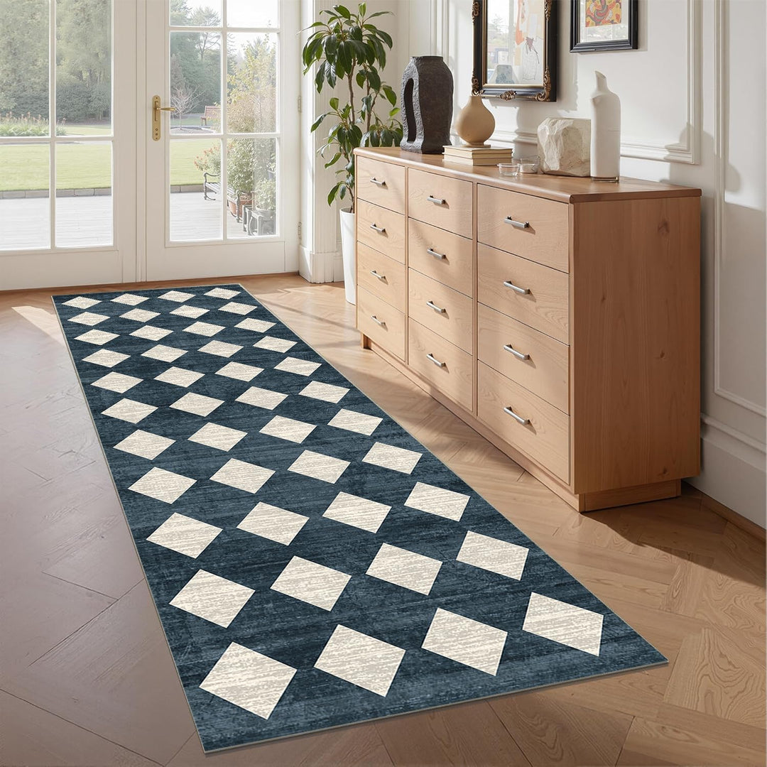 WTHYGB Teppich Läufer 60 x 120 cm, rutschfest Waschbar Teppichläufer, Küchenläufer Geometrie Design