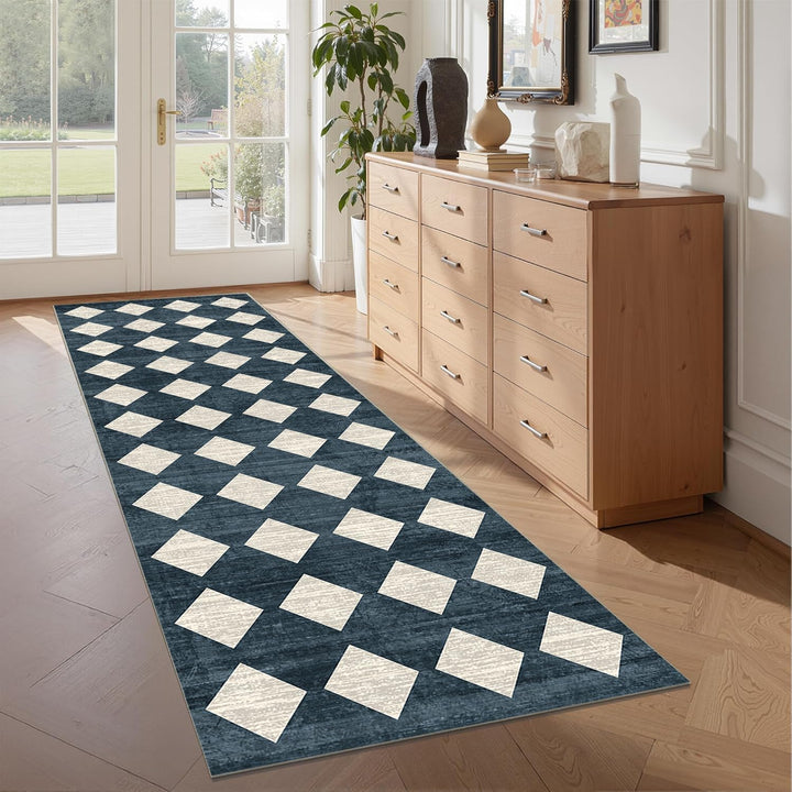 WTHYGB Teppich Läufer 60 x 120 cm, rutschfest Waschbar Teppichläufer, Küchenläufer Geometrie Design