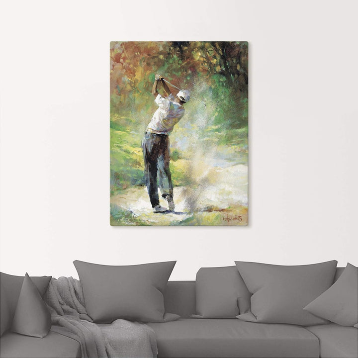 ARTland Leinwandbilder Wandbild Bild auf Leinwand 60x80 cm Wanddeko Golf Landschaft Golfplatz Sport
