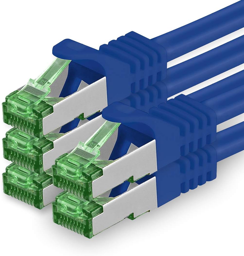 1aTTack.de Cat7 Netzwerkkabel 5m - Blau - 5 Stück - Cat 7 Ethernetkabel Lankabel Lan 10Gbits Patchka