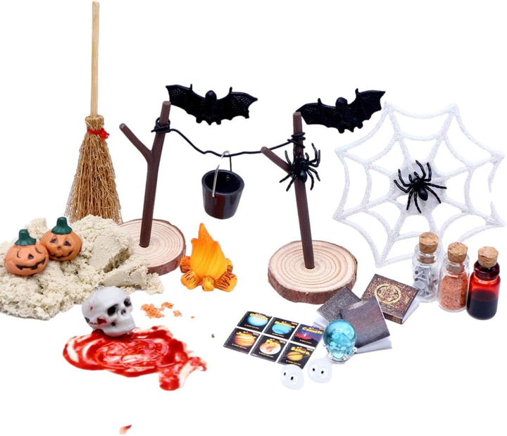 Halloween-Haus-Miniaturen | 27 Stück Kürbisschädel, Fledermausköpfe, Horrorfigur, Spielzeug-Set, wie