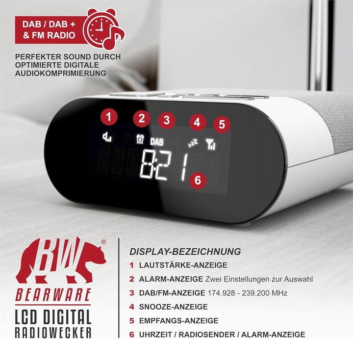 CSL - DAB Plus Radio digital - Radiowecker DAB+ FM UKW - je 20 Speicherplätzen – 16 Lautstärkestufen