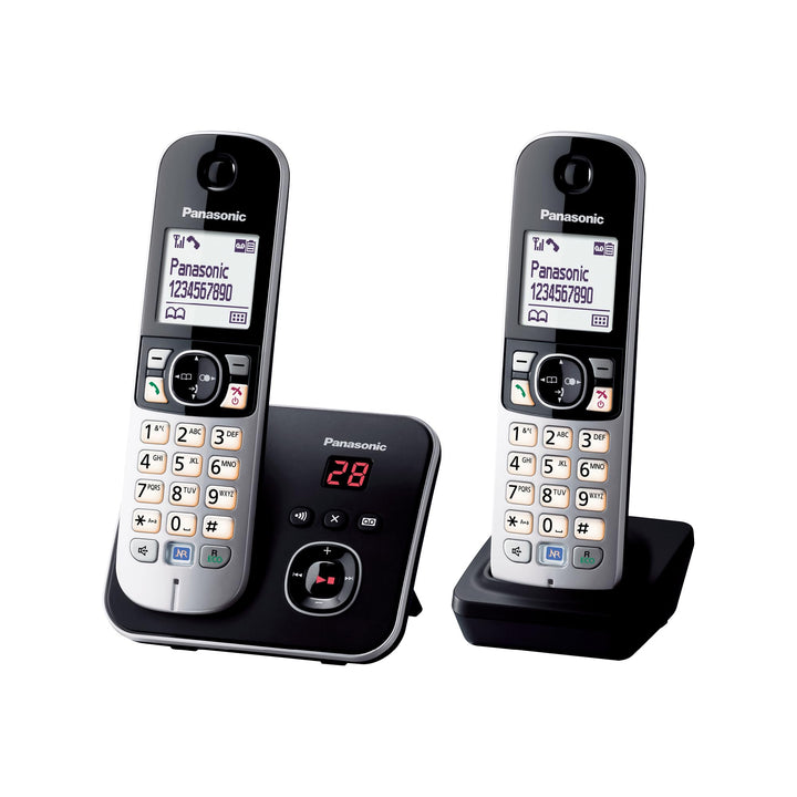 Panasonic KX-TG6822GB DECT Schnurlostelefon mit Anrufbeantworter (strahlungsarm, Eco-Modus, GAP Tele